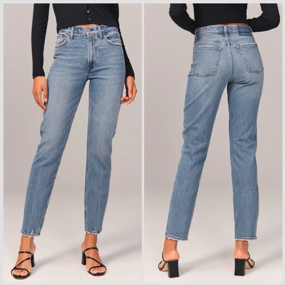 Abercrombie & Fitch High Rise Mom Jean Light Wash Sz 27